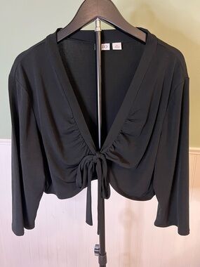 Cato Black Tie Front lightweight Cropped Cardigan. Size XL